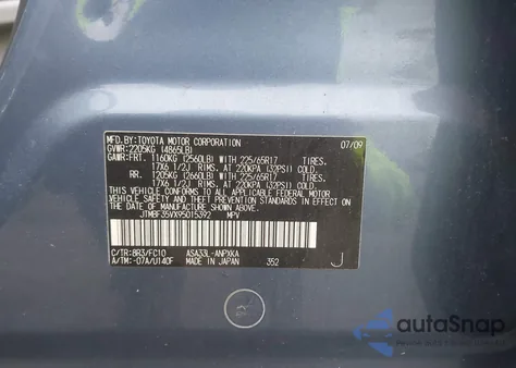 2009 Toyota Rav4 из США, поврежденный, VIN JTMBF35VX95015392